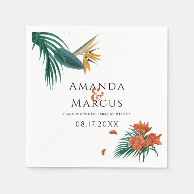 Fancy Wedding Tropical Flowers Napkin (Front)