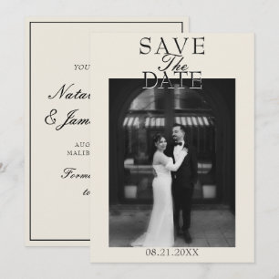 Fancy White Black Old Money Fancy Photo Wedding Save The Date