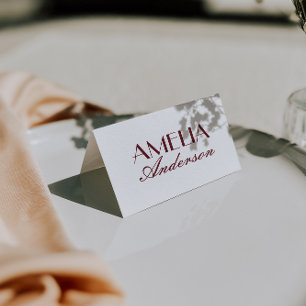 Fancy White Burgundy Old Money Wedding Place Cards