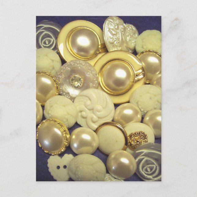 Fancy White Button Collage Postcard (Front)