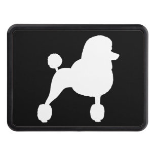 Fancy White Standard Poodle Silhouette Trailer Hitch Cover