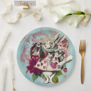 Fancy Wonderland White Rabbit Paper Plate