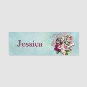 Fancy Wonderland White Rabbit Small Name Tag
