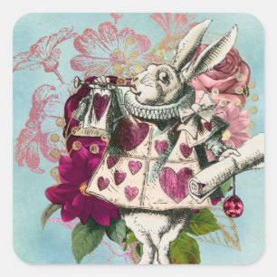 Fancy Wonderland White Rabbit Square Sticker