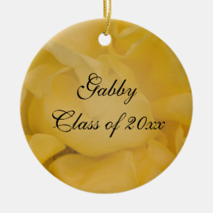 Fancy Yellow Rose Graduation Photo Ceramic Ornament
