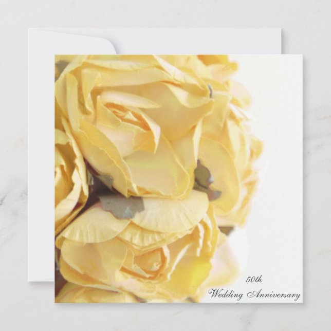 Fancy Yellow Roses Wedding Anniversary Invitation (Front)