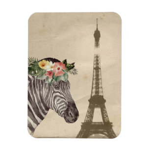 Fancy Zebra & Eiffel Tower Magnet