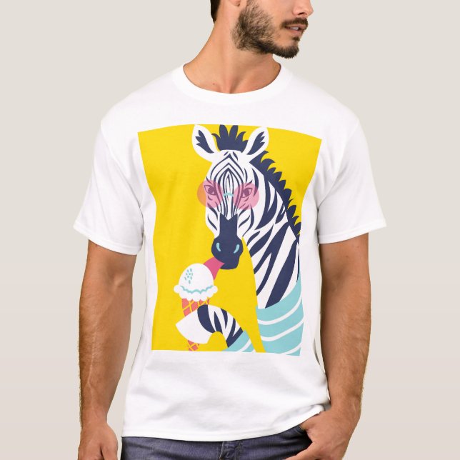 Fancy Zebra: Pink Sunglasses Vintage. T-Shirt (Front)