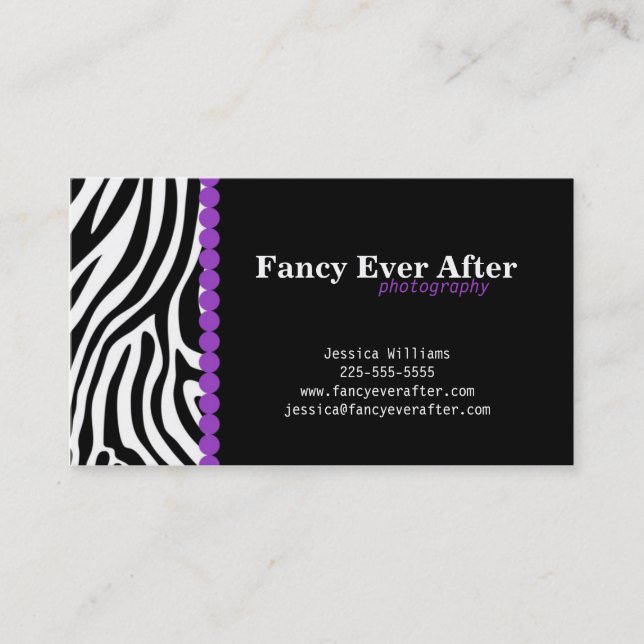 Fancy Zebra Print Business Card (Front)