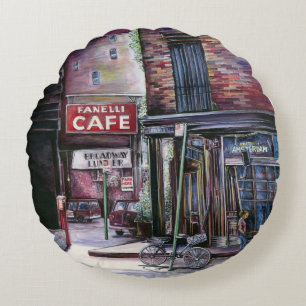 Fanelli's Charm, New York City, Soho, New York Round Pillow