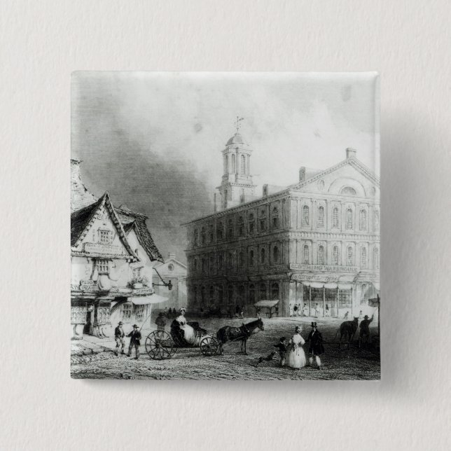 Faneuiel Hall, Boston 2 Inch Square Button (Front)