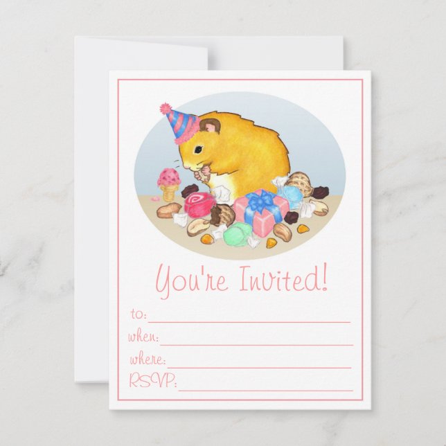 Fanez les invitations de partie de hamster (Devant)