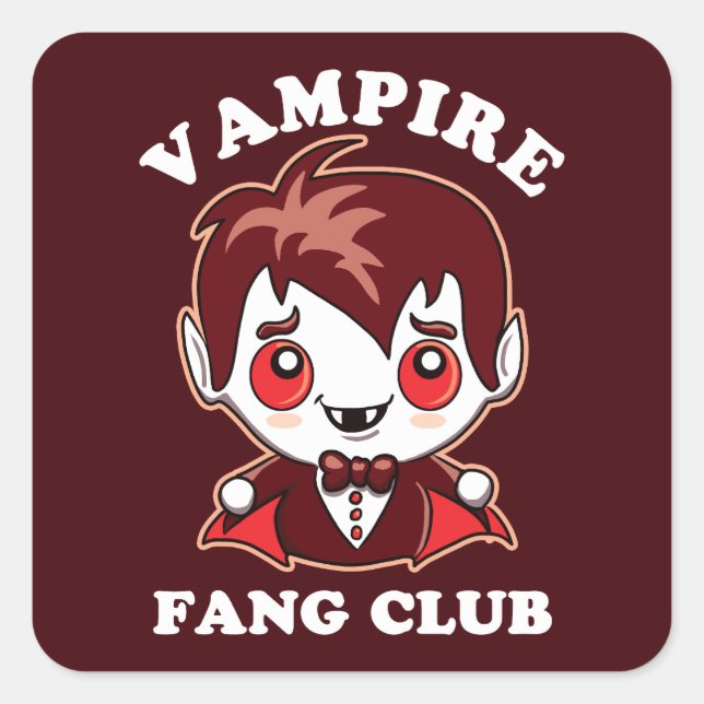 Fang Club | Funny Pun And Cute Vampire Square Sticker (Front)
