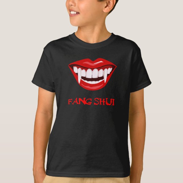 Fang Shui funny Halloween Dracula  lips T-Shirt (Front)