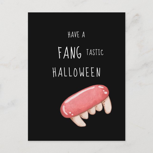 Fang-tastic Halloween | Spooky Vampire Fangs  Holiday Postcard (Front)