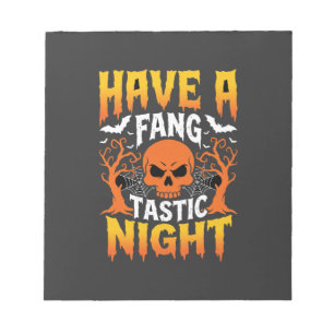 Fang-Tastic Night Halloween Skull and Bats Notepad