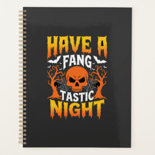 Fang-Tastic Night Halloween Skull and Bats Planner