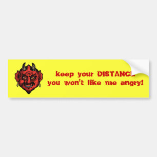 Fanged Red Devil With Horns Bumper Sticker