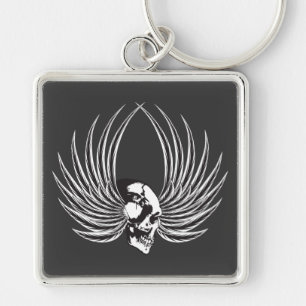 Fanged Skull with Wings Keychain