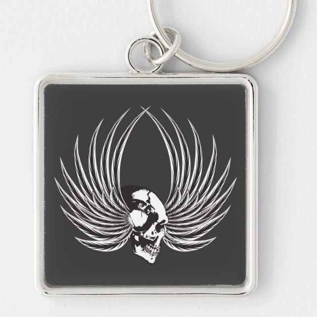 Fanged Skull with Wings Keychain (Front)