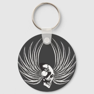 Fanged Skull with Wings Keychain