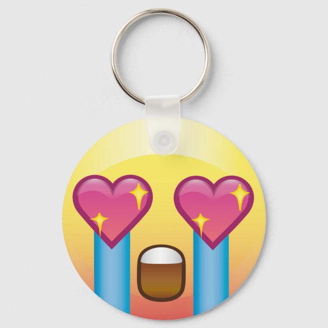 Fangirl Excited Crying Love Happy Emoji Keychain (Front)