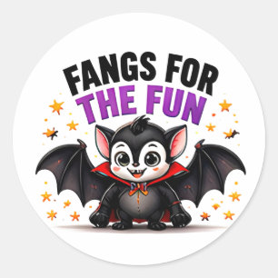 Fangs For The Fun Cute Baby Vampire Halloween Classic Round Sticker