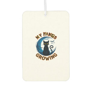 Fangs Growing Halloween Black Cat Blue Moon Bats_1 Air Freshener