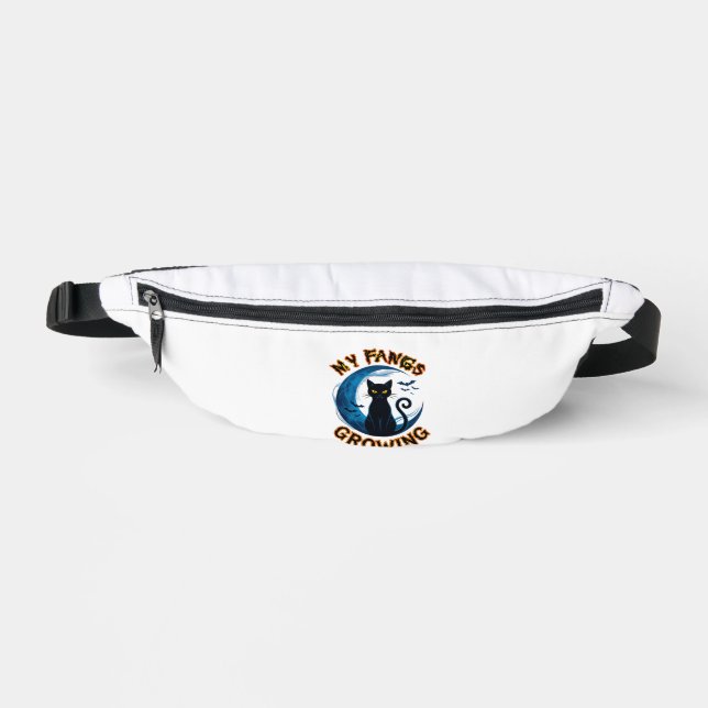 Fangs Growing Halloween Black Cat Blue Moon Bats_1 Fanny Pack (Front)