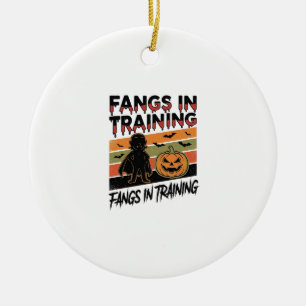 Fangs in Training Funny Vampire Halloween Shirt Ceramic Ornament