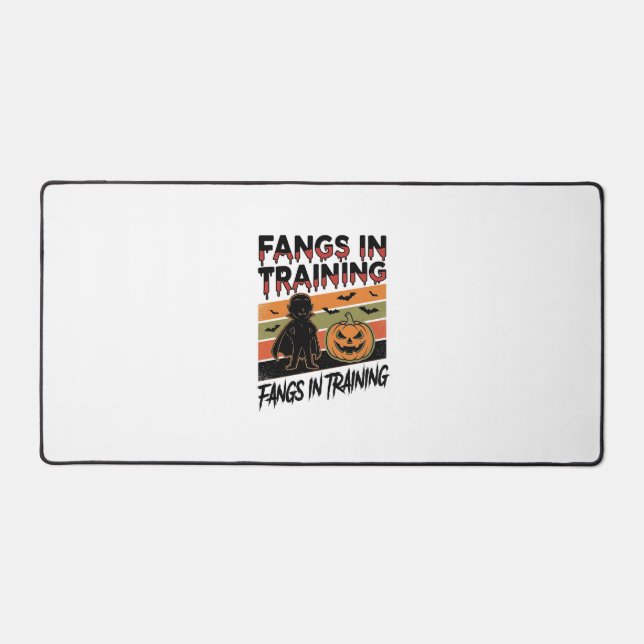 Fangs in Training Funny Vampire Halloween Shirt Desk Mat (Front)