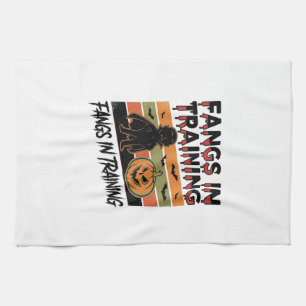 Fangs in Training Funny Vampire Halloween Shirt Kitchen Towel
