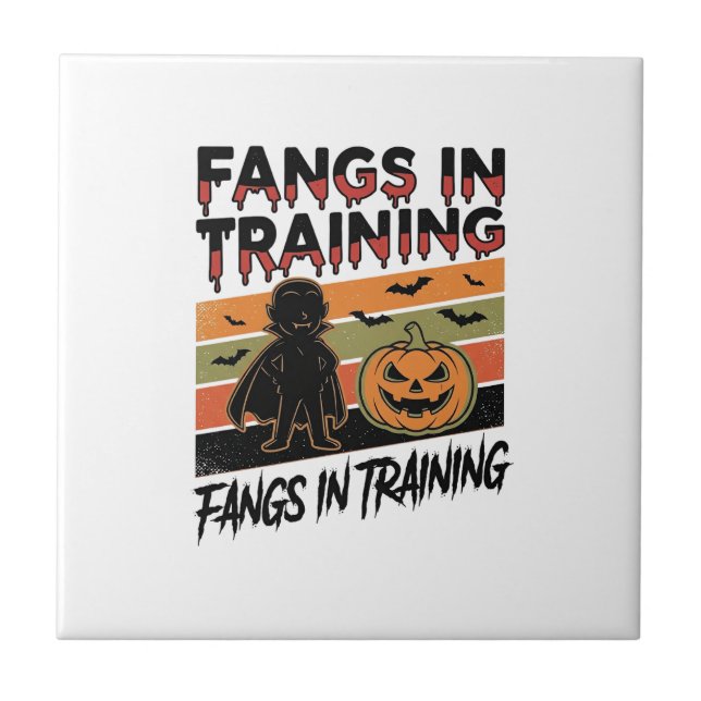 Fangs in Training Funny Vampire Halloween Shirt Tile (Front)