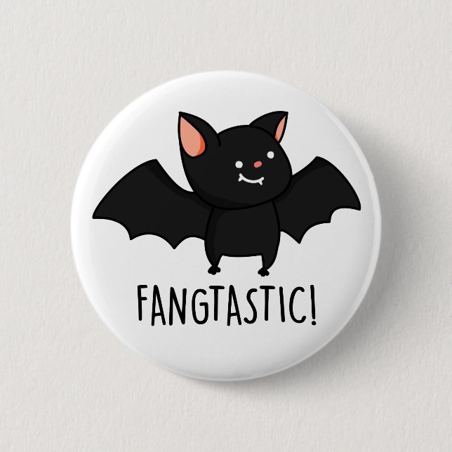 Fangtastic Funny Halloween Pun  2 Inch Round Button (Front)