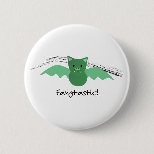 Fangtastic Green Bat 2 Inch Round Button