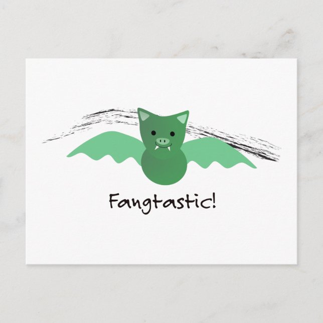 Fangtastic Green Bat Postcard (Front)