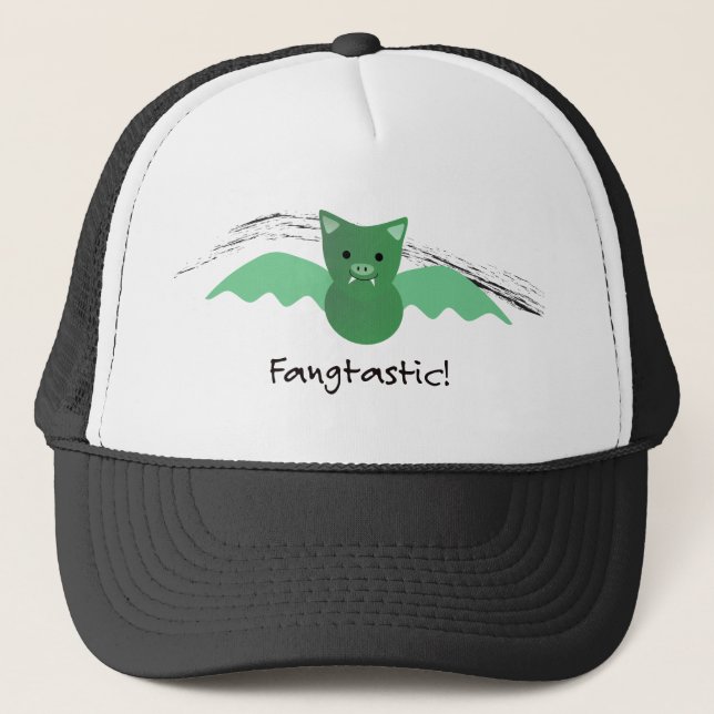 Fangtastic Green Bat Trucker Hat (Front)