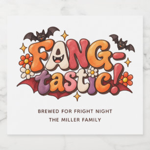 Fangtastic Groovy Retro Halloween Party   Vampire Beer Bottle Label