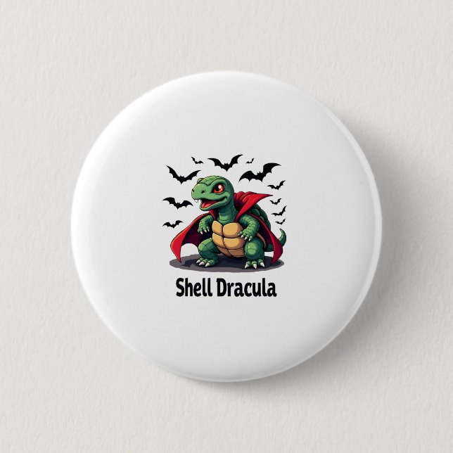 Fangy Turtle 2 Inch Round Button (Front)