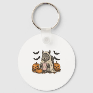 Fanny Halloween Squirrel Ghost Pumpkin  Keychain