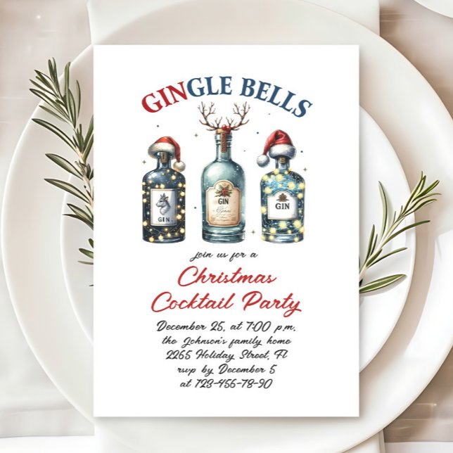 Fanny Hand Drawn Christmas Holiday Cocktail Party Invitation (Creator Uploaded)
