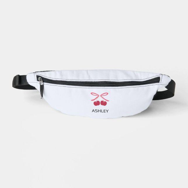 Fanny Pack | Sweet Cherry Bow Cute Illustration (Front)