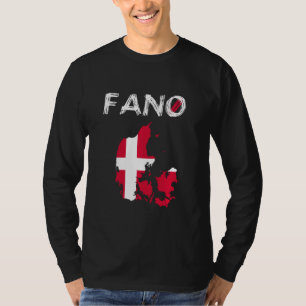 Fanö Fano Denmark Island Silhouette Map Flag Holid T-Shirt