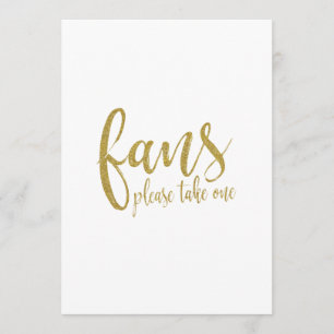 Fans Gold Glitter Affordable Wedding Sign Invitation