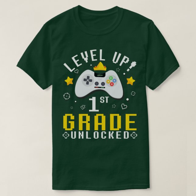 Fans Students Level Up 1st Grade Unlocked First Da T-Shirt (Design Front)