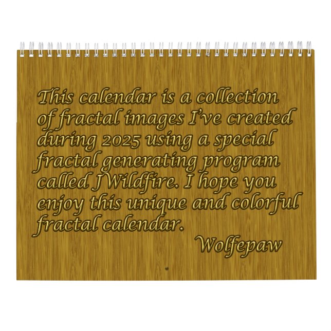 Fantabulous Fractals Calendar (Back)