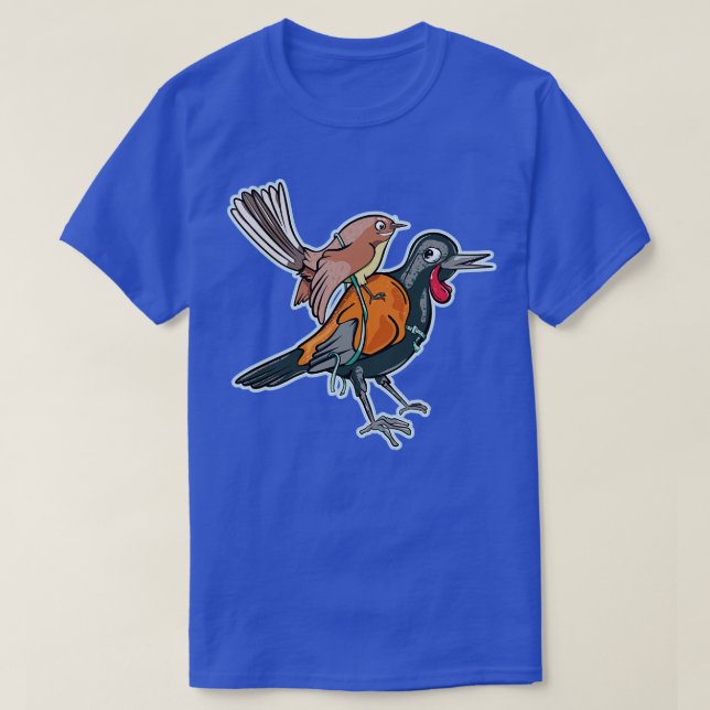 Fantail and saddleback NZ birds T-Shirt (Design Front)