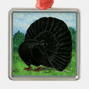 Fantail:  Black Metal Ornament