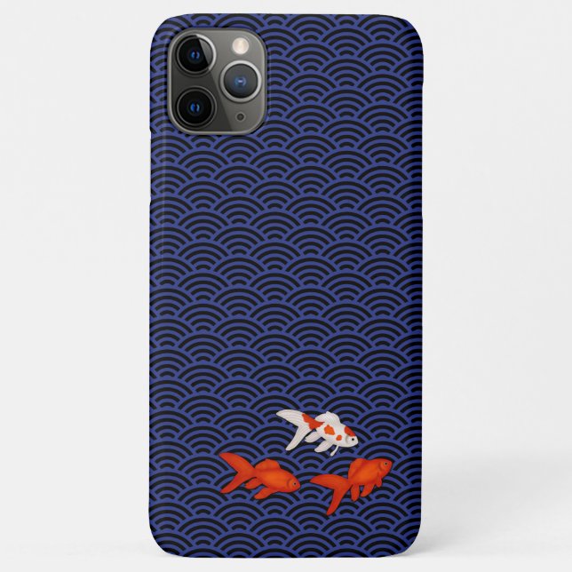 Fantail Goldfish on Seigaiha Wave Pattern Japanese Case-Mate iPhone Case (Back)