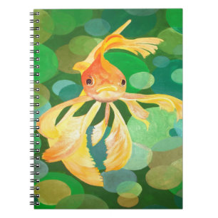 Fantail Goldfish With Green Bubbles Vector Notebook